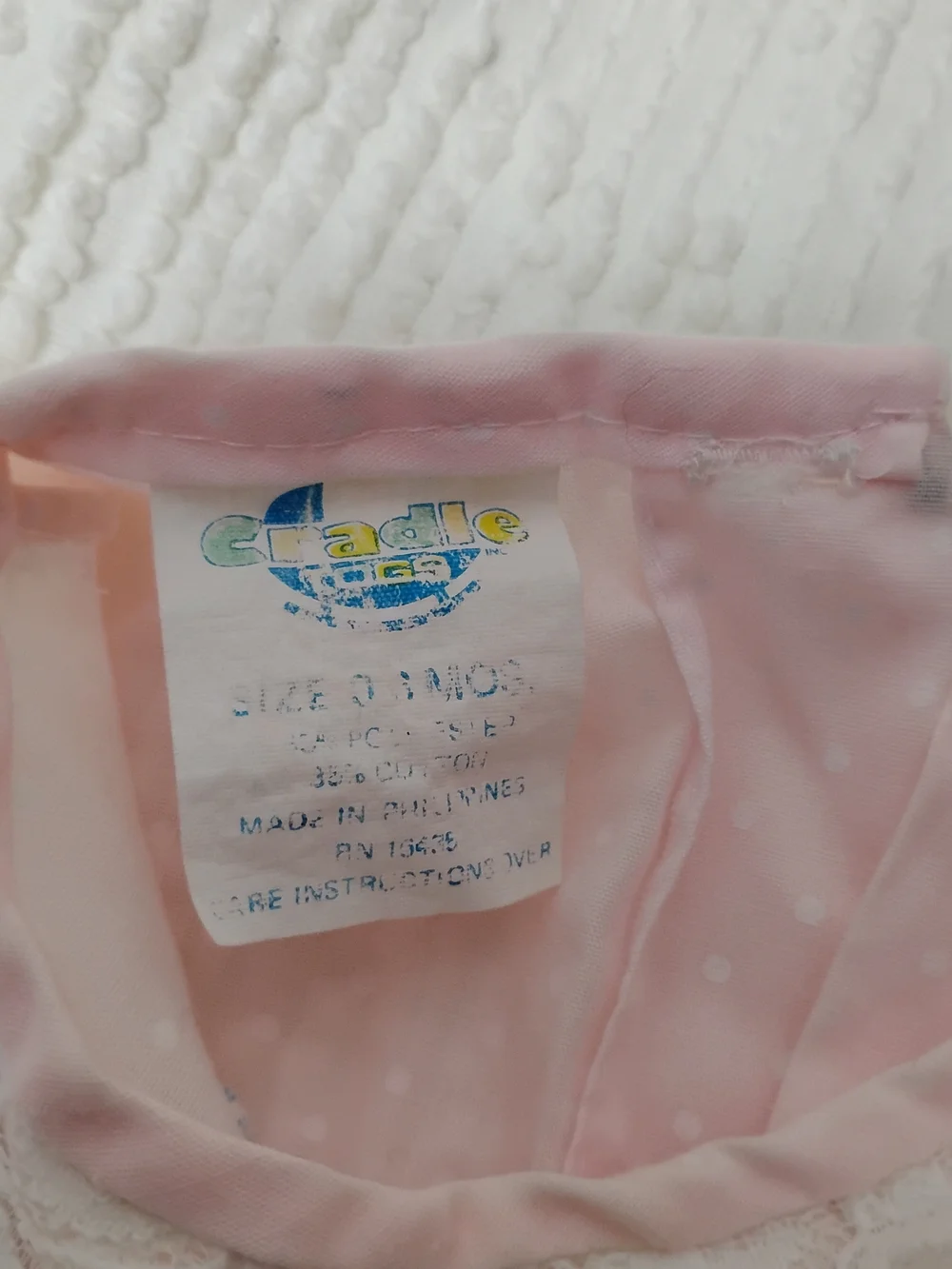 Vintage 80s Cradle Togs Baby Girl Pink Swiss Dot Bubble Romper Swan Embroidered